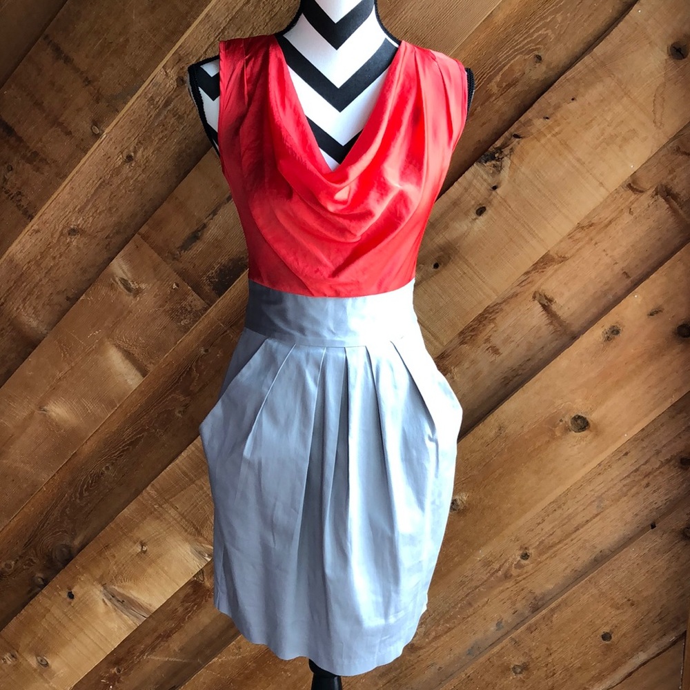 Closet London Orange Grey Colorblock Dress 8